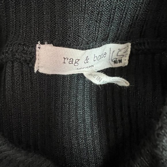 RAG & BONE Top Womens M The Rib Knit Side Tie Turtleneck Cropped Tee Long Sleeve - Picture 8 of 13